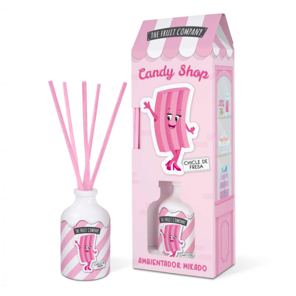 Mājas smaržas ar kociņi “Candy Pop Fresa The Fruit Company”. Mājas aromāti. Mājas aromāts ar saldu un augļainu smaržu – ķiršu, apelsīnu, anīsa, zemeņu, vaniļas un aveņu notis.