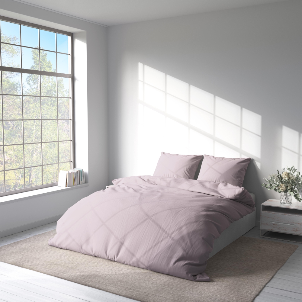 Gultas veļas komplekts „Ash rose“. Gultas veļa viesnīcām, 140x200 cm, 160x200 cm, 200x200 cm, 200x220 cm, 220x240 cm. Nomierinošs pelnu rožu gultasveļas komplekts, kas lieliski piemērots mierīgai guļamistabas atmosfērai.
