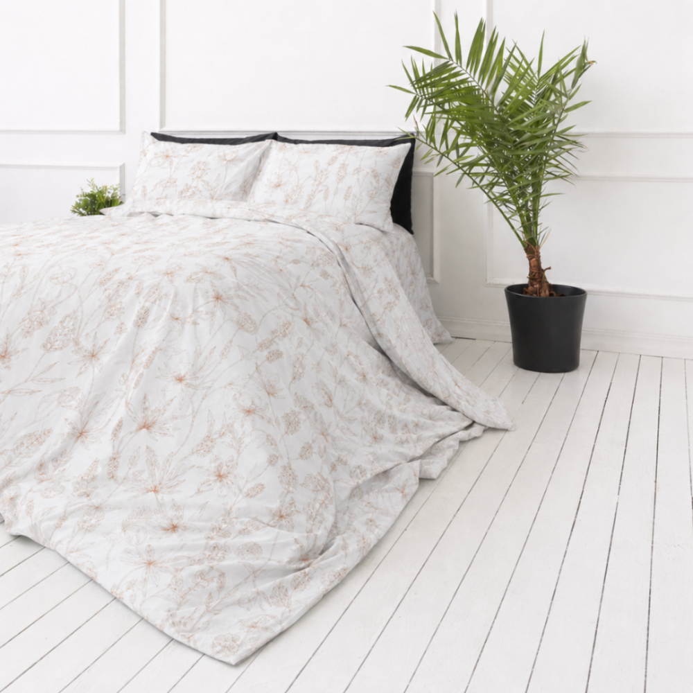 Gultas veļas komplekts „Aubrielle“. Rakstaina gultas veļa, 140x200 cm, 150x200 cm, 160x200 cm, 180x200 cm, 200x200 cm, 200x220 cm, 220x240 cm. Maiga toņa gultas komplekts ar botāniskiem kontūriem Gultas veļas komplekts „Aubrielle“. Rakstaina gultas veļa, 140x200 cm, 150x200 cm, 160x200 cm, 180x200 cm, 200x200 cm, 200x220 cm, 220x240 cm. Maiga toņa gultas komplekts ar botāniskiem kontūriem