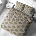 Gultas veļas komplekts „Olive Orbit“. Rakstaina gultas veļa, 140x200 cm, 150x200 cm, 160x200 cm, 180x200 cm, 200x200 cm, 200x220 cm, 220x240 cm. Zaļganas krāsas gultas veļa ar elegantu ģeometrisku rakstu