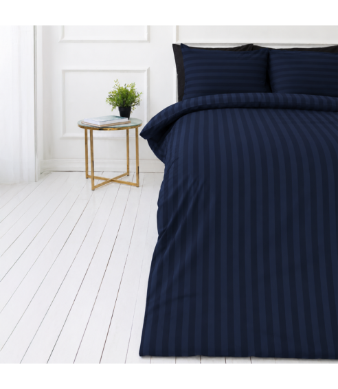 Gultas veļas komplekts „Dark Blue Stripes“. Gultas veļa viesnīcām