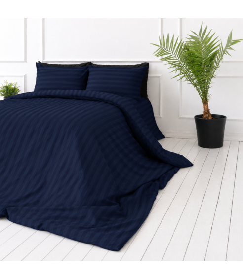 Gultas veļas komplekts „Dark Blue Stripes“. Gultas veļa viesnīcām