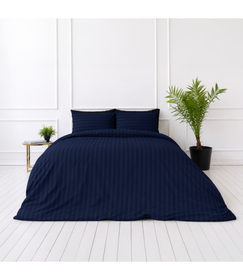 Gultas veļas komplekts „Dark Blue Stripes“. Gultas veļa viesnīcām