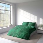 Gultas veļas komplekts „Fern“. Gultas veļas komplekti 140x200, 140x200 cm, 160x200 cm, 200x200 cm, 200x220 cm. Gultas veļas komplekts ar izteiksmīgu papardes rakstu uz tumši zaļa fona