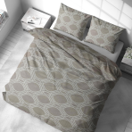 Gultas veļas komplekts „Grey Orbit“. Rakstaina gultas veļa, 140x200 cm, 150x200 cm, 160x200 cm, 180x200 cm, 200x200 cm, 200x220 cm, 220x240 cm. Mierīgos krāsas pelēks gultas veļas komplekts ar stilīgu rakstu.