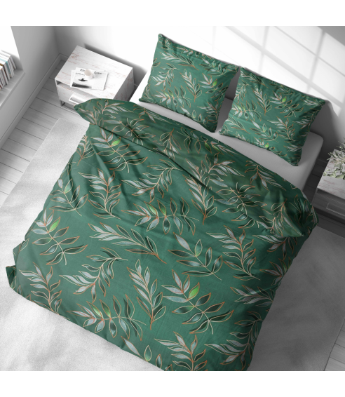 Gultas veļas komplekts „Jade Leaves“. Kokvilnas gultas veļa