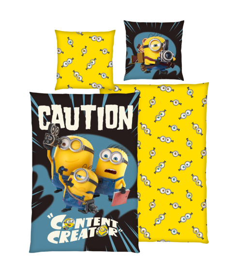 Gultas veļas komplekts „Minions“. Kokvilnas gultas veļa