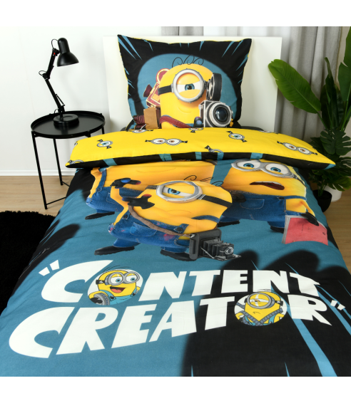Gultas veļas komplekts „Minions“. Kokvilnas gultas veļa