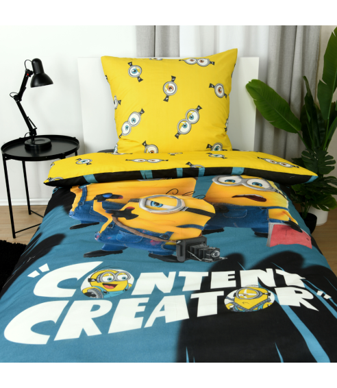 Gultas veļas komplekts „Minions“. Kokvilnas gultas veļa