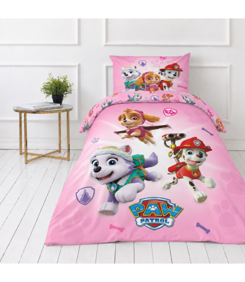 Gultas veļas komplekts „Paw Patrol Pink“. Kokvilnas gultas veļa