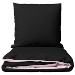 Gultas veļas komplekts „Pink Panther“. Rozā gultasveļa, 140x200 cm, 150x200 cm, 160x200 cm, 180x200 cm, 200x200 cm, 200x220 cm, 220x240 cm. Divpusējs gultas veļas komplekts melnā un maigi rozā krāsā.