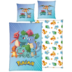Gultas veļas komplekts „Pokemon“. Kokvilnas gultas veļa, 135x200 cm. Gaiši zils pokémon gultas veļas komplekts ar krāsainiem bulbasaur, charmander un squirtle tēliem. Gultas veļas komplekts „Pokemon“. Kokvilnas gultas veļa, 135x200 cm. Gaiši zils pokémon gultas veļas komplekts ar krāsainiem bulbasaur, charmander un squirtle tēliem.