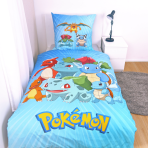 Gultas veļas komplekts „Pokemon“. Kokvilnas gultas veļa, 135x200 cm. Zilu toņu gultas veļas komplekts ar lieliem, krāsainiem pokémon tēlu zīmējumiem. Gultas veļas komplekts „Pokemon“. Kokvilnas gultas veļa, 135x200 cm. Zilu toņu gultas veļas komplekts ar lieliem, krāsainiem pokémon tēlu zīmējumiem.