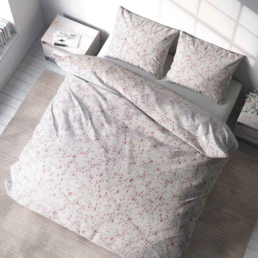 Gultas veļas komplekts „Roses“. Kokvilnas gultas veļa, 140x200 cm, 150x200 cm, 160x200 cm, 180x200 cm, 200x200 cm, 200x220 cm