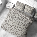 Gultas veļas komplekts „Round Robin“. Gultas veļas komplekti 140x200, 140x200 cm, 200x200 cm, 200x220 cm. Gultas veļas komplekts ar elegantu melnbalto apļu kompozīciju, ideāli piemērots modernam interjeram.
