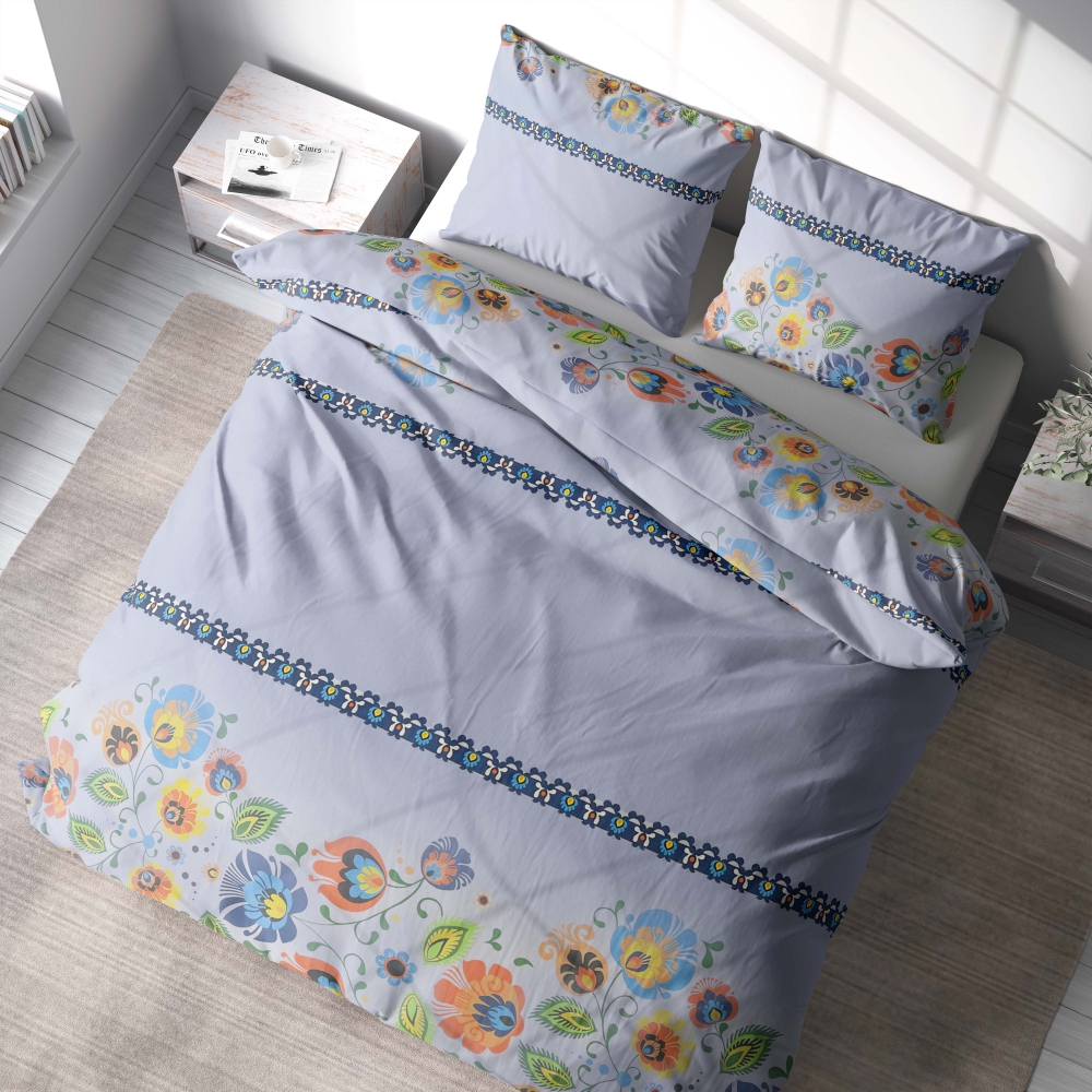 Gultas veļas komplekts „Colourful folk“. Kokvilnas gultas veļa, 140x200 cm, 150x200 cm, 160x200 cm, 180x200 cm, 200x200 cm, 200x220 cm