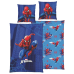 Gultas veļas komplekts „Spiderman“. Kokvilnas gultas veļa, 135x200 cm. Zils „spider-man“ gultas veļas dizains ar sarkanzilu zirnekļcilvēku uz tumšas pilsētas fona Gultas veļas komplekts „Spiderman“. Kokvilnas gultas veļa, 135x200 cm. Zils „spider-man“ gultas veļas dizains ar sarkanzilu zirnekļcilvēku uz tumšas pilsētas fona