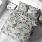Gultas veļas komplekts „Toile De Jouy Classic“. Gultas veļas komplekti 140x200, 140x200 cm, 200x200 cm, 200x220 cm. Dizainu papildina baltie augļu ornamenti, kuros saplūst koki koku silueti un dekoratīvi risinājumi, piešķirot rakstam vieglumu.