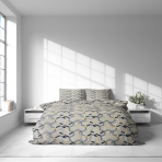 Gultas veļas komplekts „Vibe“. Gultas veļas komplekti 140x200, 140x200 cm, 200x200 cm, 200x220 cm. Divvietīgs gultas veļas komplekts ar smalku dzeltenas un melnas krāsas ģeometrisku motīvu.