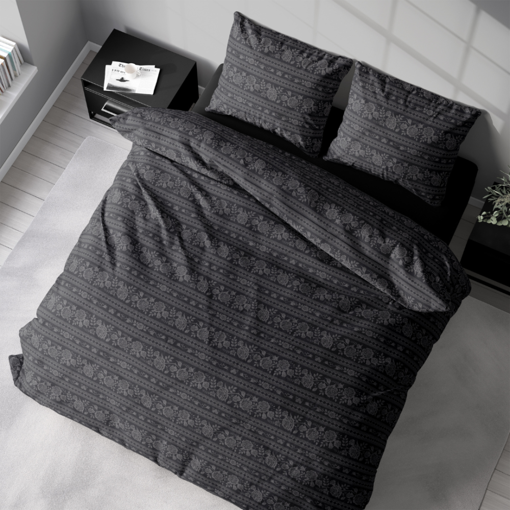 Gultas veļas komplekts „Victor Black“. Kokvilnas gultas veļa, 140x200 cm, 200x200 cm, 200x220 cm
