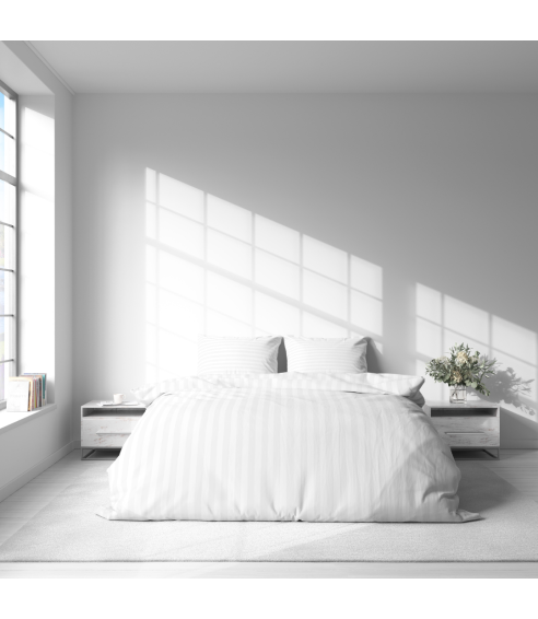 Gultas veļas komplekts „ White Stripes“. Gultas veļa viesnīcām