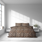 Gultas veļas komplekts „Wild Style“. Gultas veļas komplekti 140x200, 140x200 cm, 160x200 cm, 200x200 cm, 200x220 cm, 220x240 cm. Tumši brūns un melns krāsu kombinācija ar leopardu rakstu, kas rada izcilu atmosfēru guļamistabā.