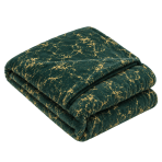 Pleds „Gilded Green fleece blanket“. Pledi, 200x220 cm. Tumši zaļš pleds ar izteiksmīgu zeltainu marmora dzīslojuma rakstu.