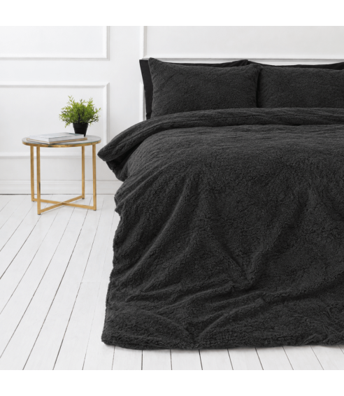 Pļušo gultas veļa „Minky Black“. Gultas veļas komplekti 200x220