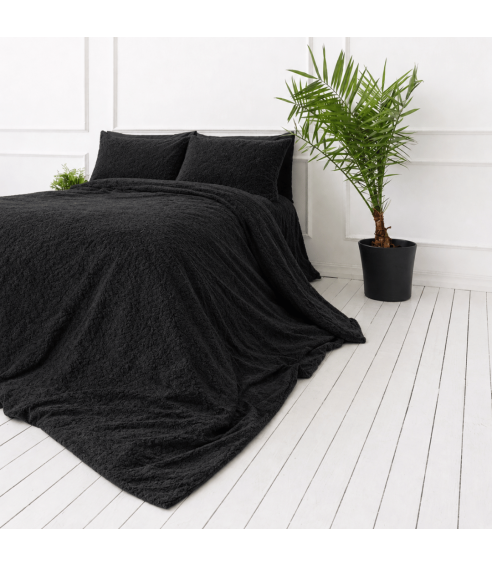 Pļušo gultas veļa „Minky Black“. Gultas veļas komplekti 200x220