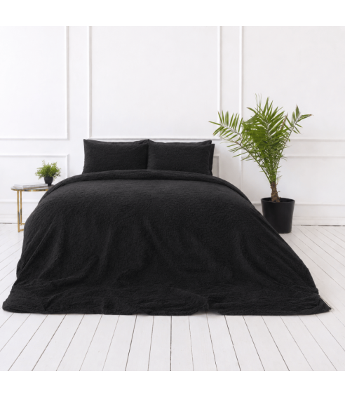 Pļušo gultas veļa „Minky Black“. Gultas veļas komplekti 200x220