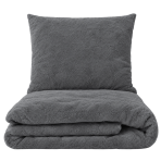 Pļušo gultas veļa „Minky Dark Grey“. Vienkrāsaina gultas veļa, 200x220 cm. Tumši pelēks plīša gultasveļas komplekts mājīgam noskaņojumam.