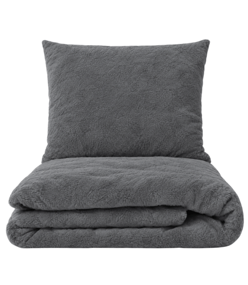Pļušo gultas veļa „Minky Dark Grey“. Gultas veļas komplekti 200x220