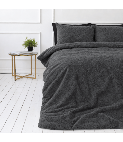 Pļušo gultas veļa „Minky Dark Grey“. Gultas veļas komplekti 200x220