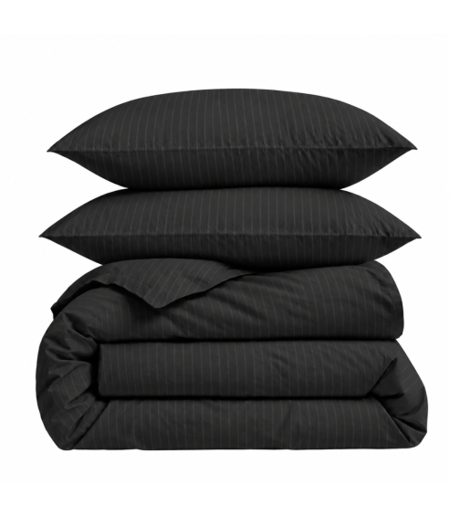 Premium satīna gultas veļas komplekts „Black Stripe Sateen“. Satīna gultas veļa