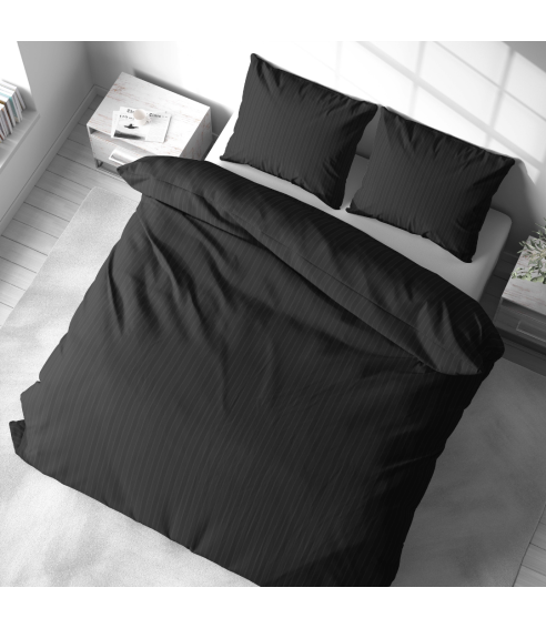 Premium satīna gultas veļas komplekts „Black Stripe Satin“. Satīna gultas veļa