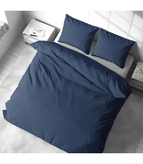 Premium satīna gultas veļas komplekts „Blue Stripe Satin“. Satīna gultas veļa