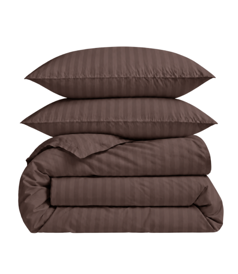 Premium satīns „Brown Stripe Sateen“. Satīna gultas veļa