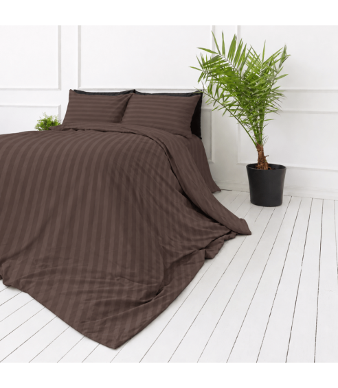 Premium satīns „Brown Stripe Sateen“. Satīna gultas veļa