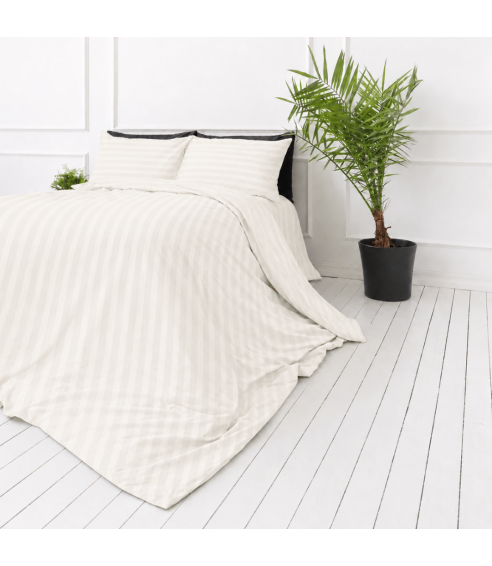 Premium satīns „Snow White Stripe Sateen“. Satīna gultas veļa