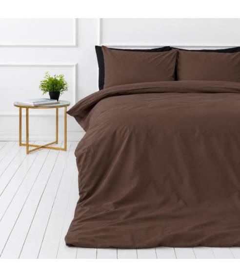 Premium satīna gultas veļas komplekts „Brown“. Satīna gultas veļa