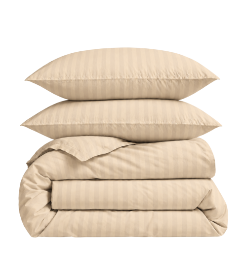 Premium satīns „Champagne Stripe Sateen“. Satīna gultas veļa