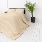 Premium satīns „Champagne Stripe Sateen“. Gultas veļas komplekti 150x200, 140x200 cm, 150x200 cm, 160x200 cm, 180x200 cm, 200x200 cm, 200x220 cm, 220x240 cm. Smilšu krāsas gultas veļas komplekts ar maigu satīna svītru efektu