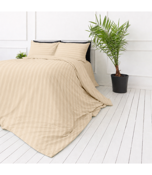 Premium satīns „Champagne Stripe Sateen“. Satīna gultas veļa
