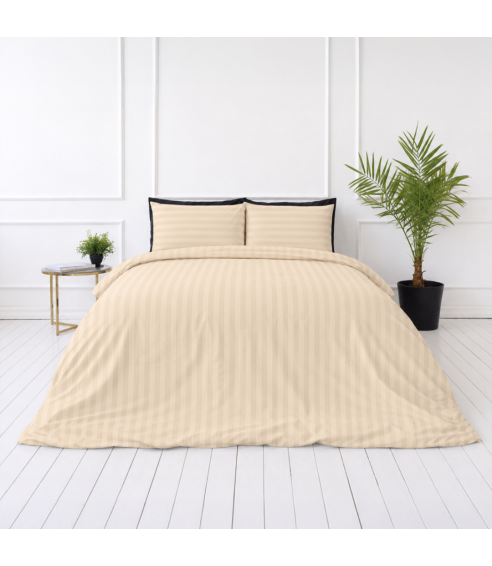 Premium satīns „Champagne Stripe Sateen“. Satīna gultas veļa