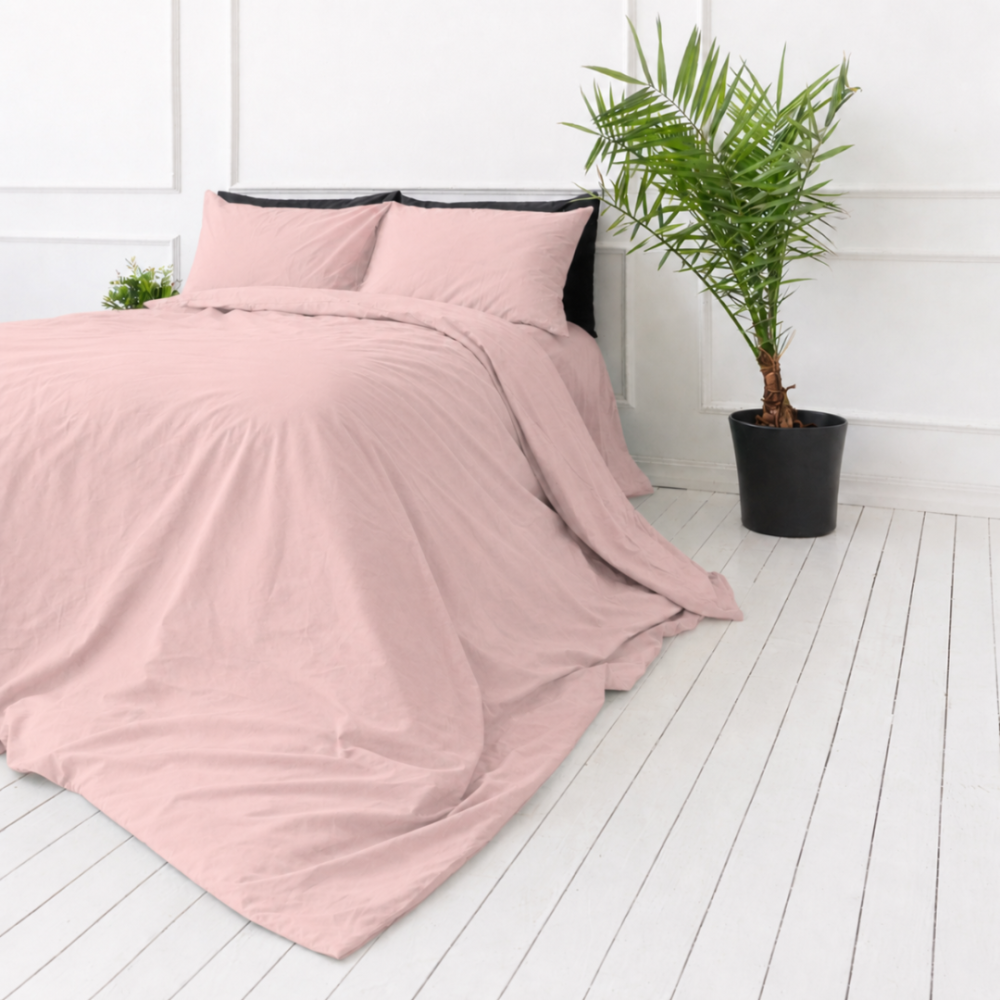 Premium satīns „Classic pink“. Mako satīna gultas veļa, 100x140 cm, 140x200 cm, 150x200 cm, 160x200 cm, 180x200 cm, 200x200 cm, 200x220 cm, 220x240 cm. Pasteļrozā vienkrāsains gultas veļas komplekts
