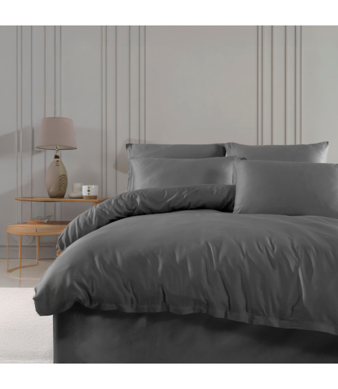 Premium satīns „Dark Grey satin“. Satīna gultas veļa