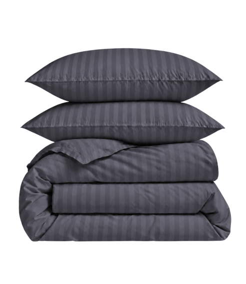 Premium satīns „Dark Grey Stripe Sateen“. Satīna gultas veļa