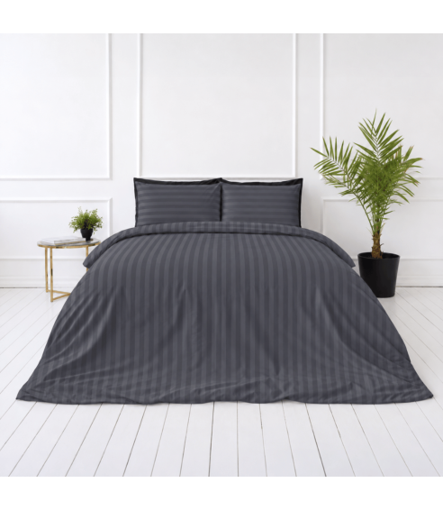 Premium satīns „Dark Grey Stripe Sateen“. Satīna gultas veļa