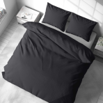Premium satīna gultas veļas komplekts „Graphite Satin“. Satīna gultas veļa, 140x200 cm, 200x200 cm, 200x220 cm. Klasiska kokvilnas gultas veļas komplekts tumši pelēkā krāsā.