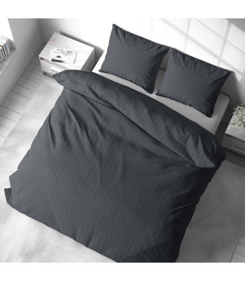 Premium satīna gultas veļas komplekts „Graphite Stripe Satin“. Satīna gultas veļa